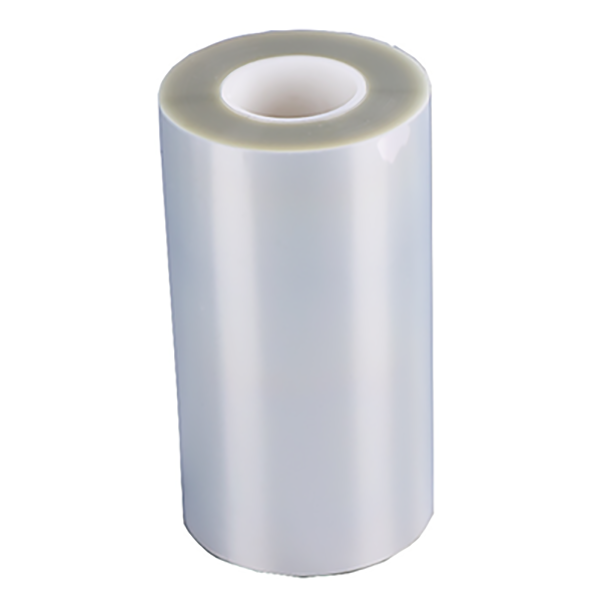 Roll of clear, heat sealable PET film for food and pharmaceutical packaging.