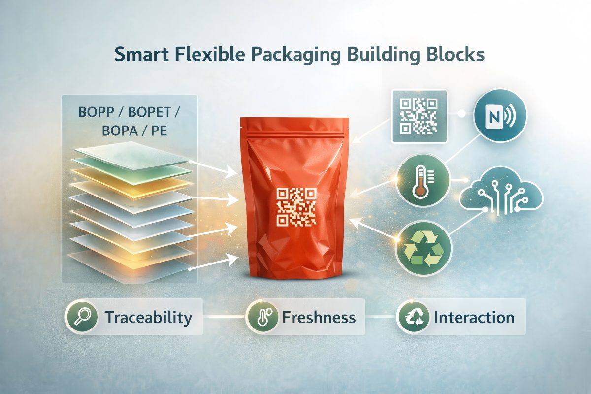 Smart Flexible Packaging Films And Digital Features Diagram