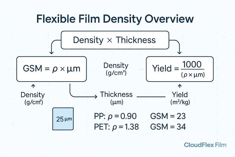 Diagram Showing GSM and Yield for Flexible Packaging Films