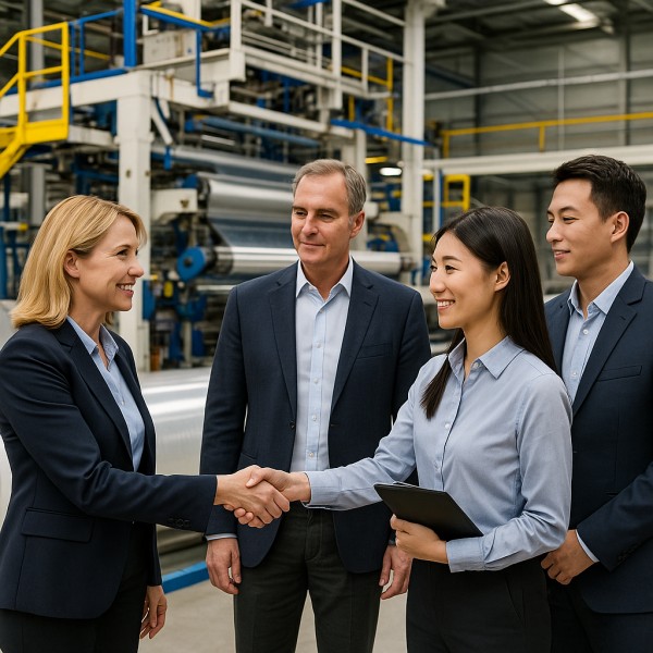 Foreign Customers Visiting The CloudFilm 12 Micron BOPP Film Production Workshop