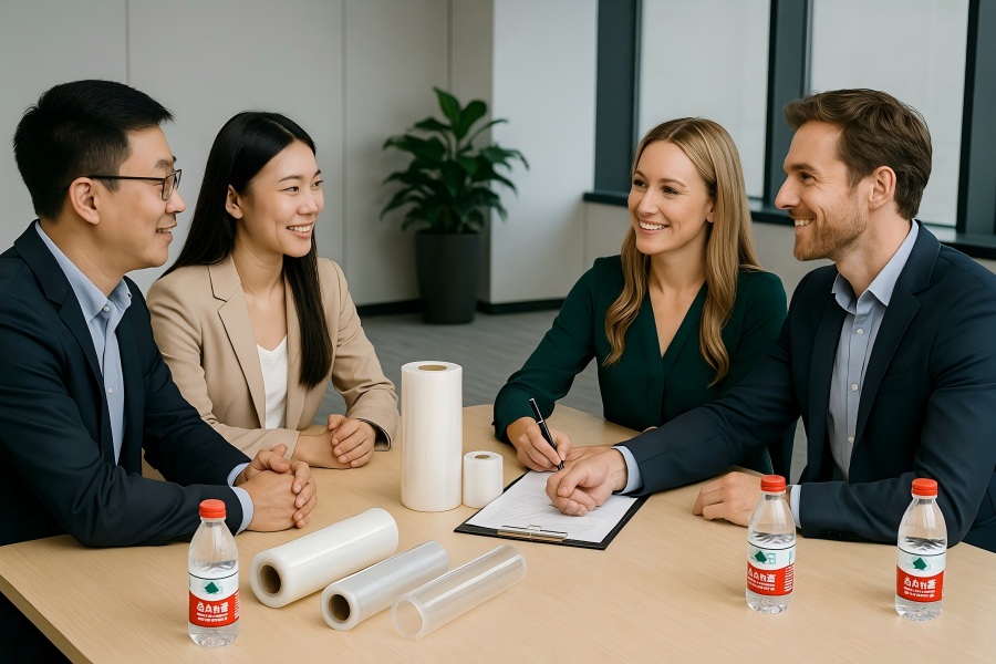 Australian And New Zealand Customers Signing PE Protective Film Contract With Cloudfilm Team