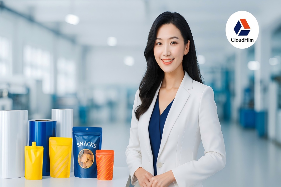CloudFilm Chinese Businesswoman In Flexible Packaging Film Factory