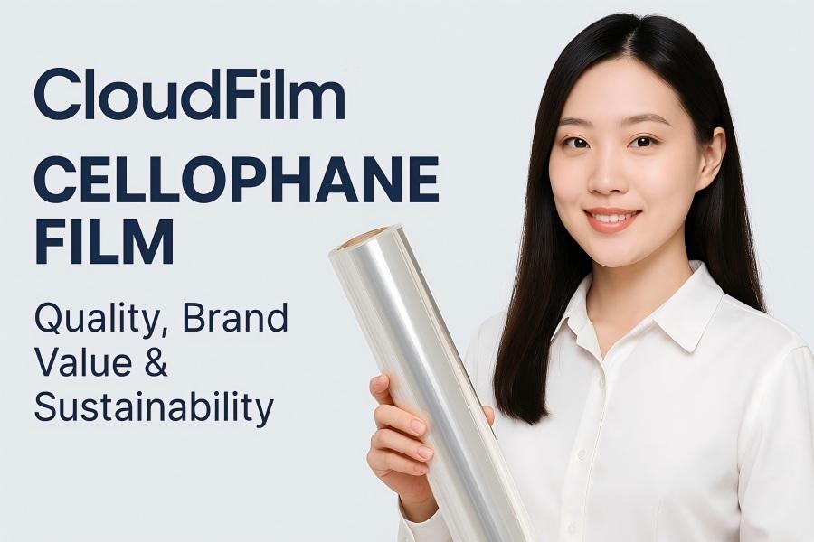 CloudFilm Chinese Woman Holding Cellophane Film Roll