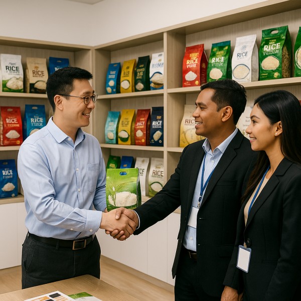 International Clients Touring Our Rice Bag Production Workshop