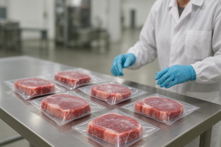 Vacuum pouches for frozen steaks, clear and puncture-resistant