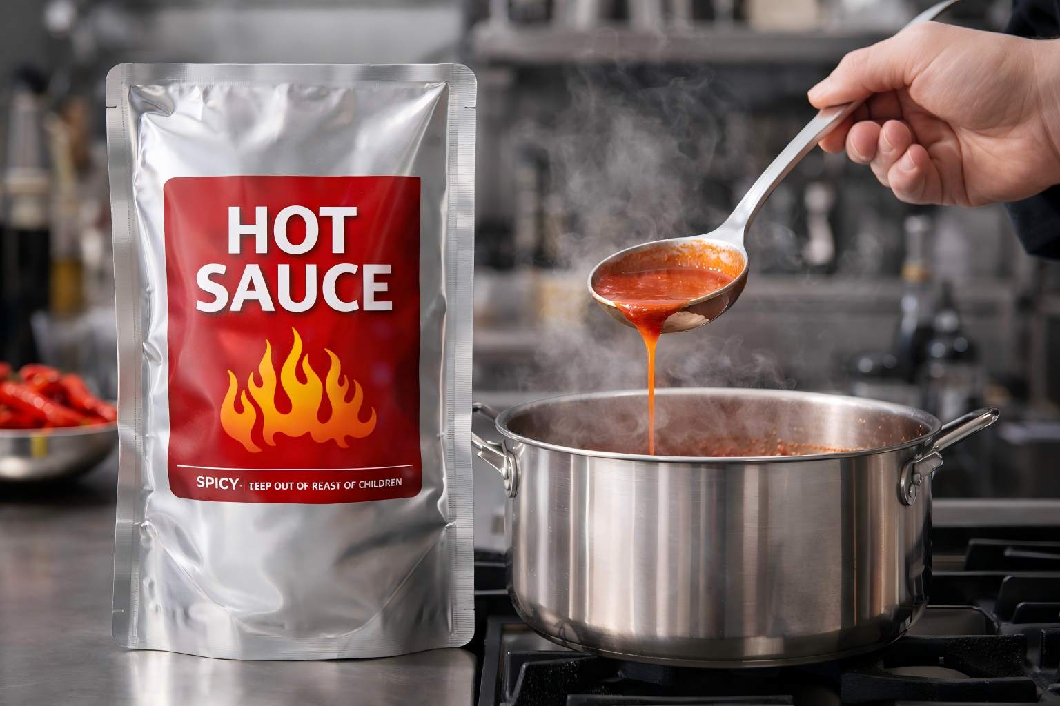 Aluminum Foil Retort Pouch For Hot Sauce (BOPA-AL-RCPP) High Barrier Packaging