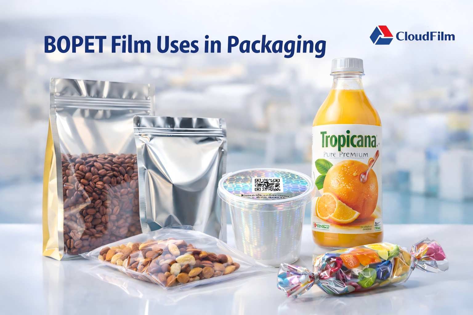 CloudFilm BOPET Packaging Solutions For Coffee Snacks Drinks And Security
