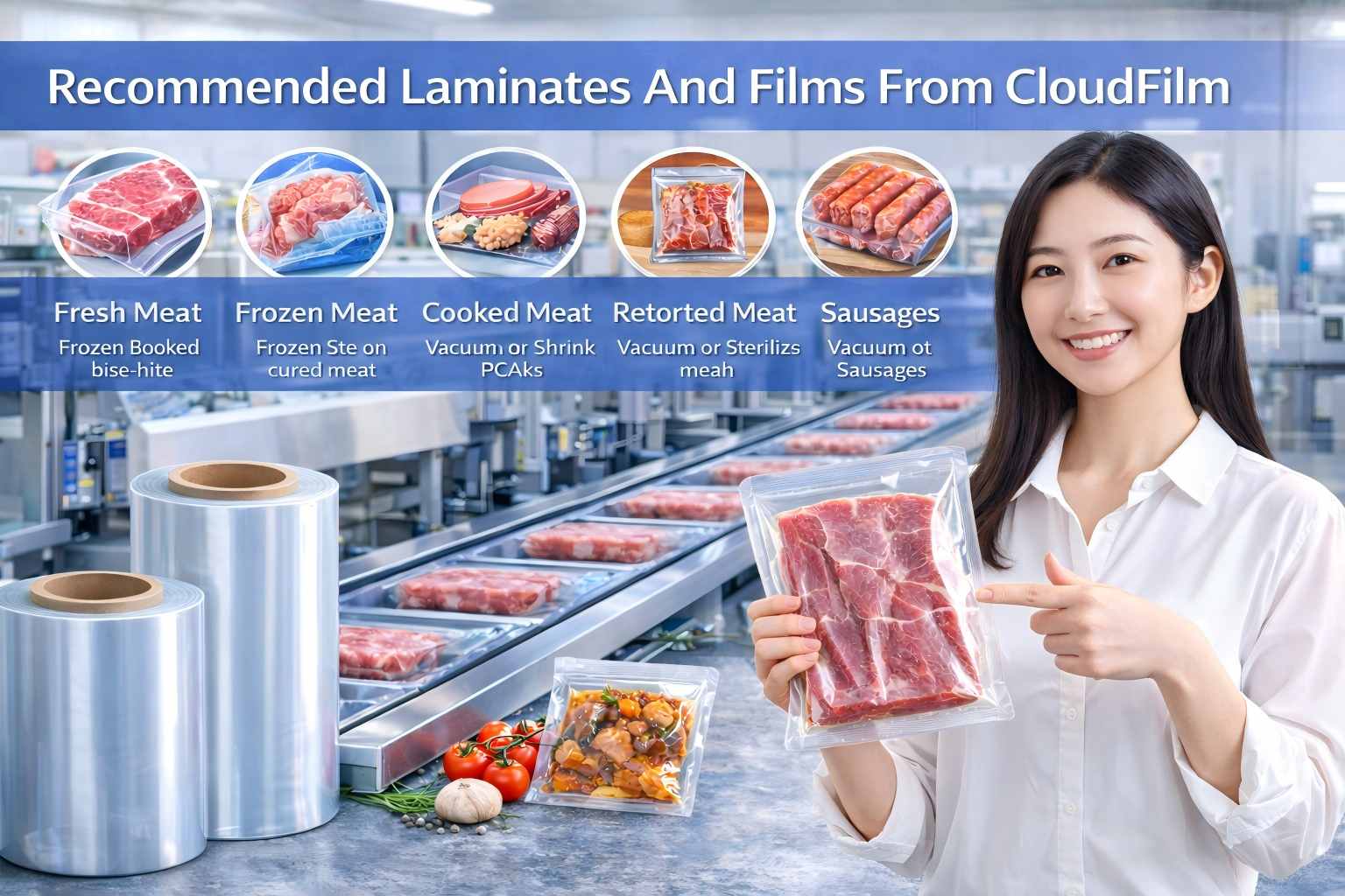 Recommended Laminates And Films From CloudFilm For Meat Packaging In Modern Processing Plant