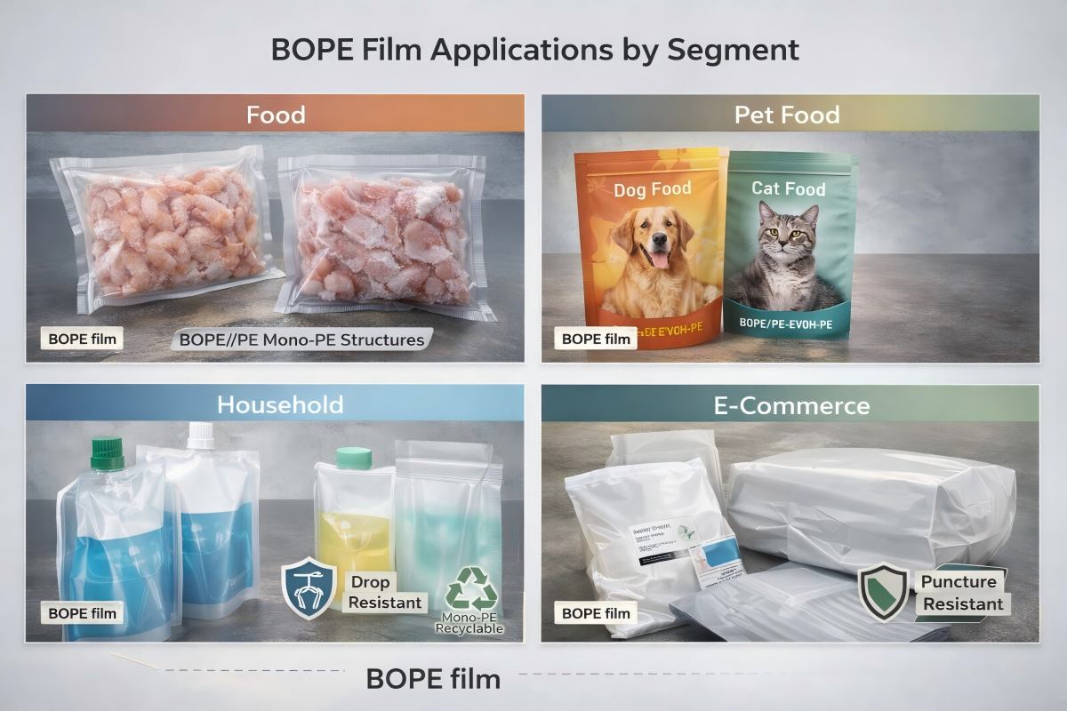 BOPE Film Applications in Food, Pet Food, Household and E-Commerce