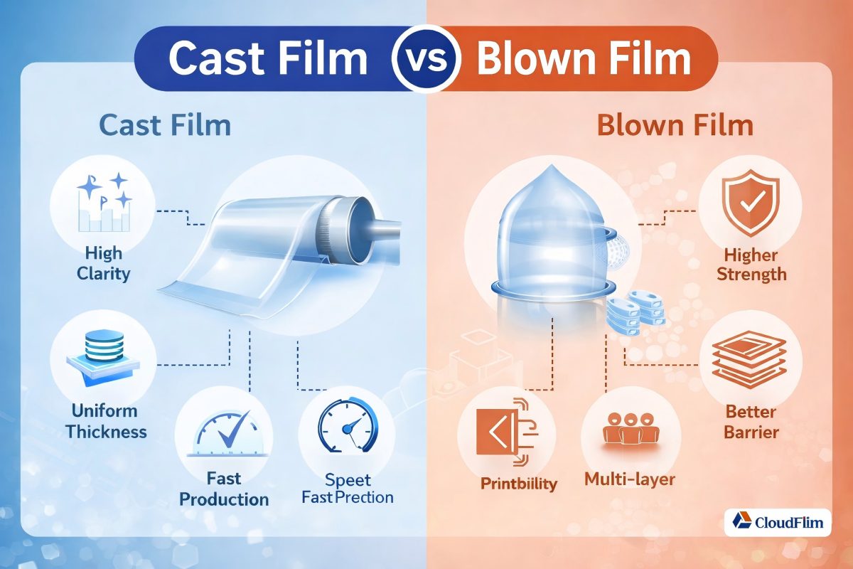 Cast Film vs Blown Film Comparison Infographic by CloudFilm
