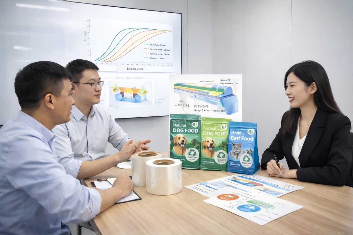 CloudFilm Team Advising Customers on MDO PE Pet Food Packaging