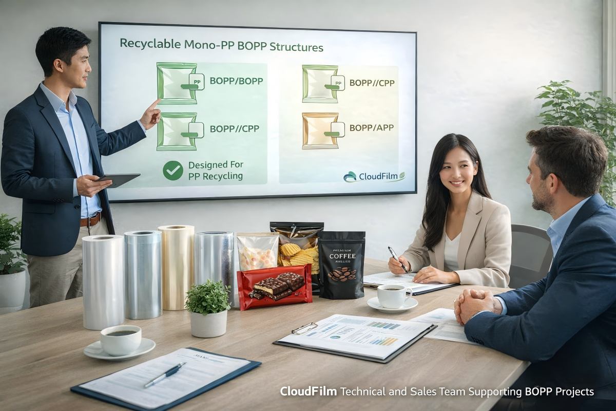 CloudFilm Technical And Sales Team Supporting Recyclable BOPP Packaging Projects