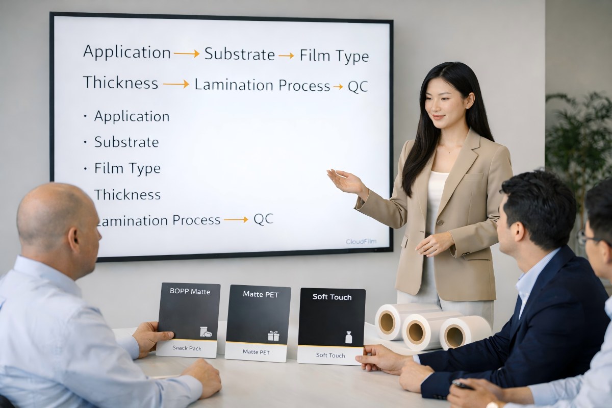 CloudFilm Technical Team Advising Global Customers On Thermal Matt Lamination Film Selection