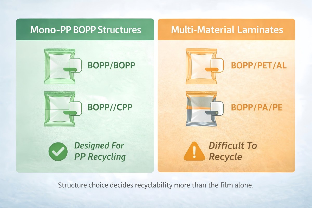 Comparison Of Mono PP BOPP Structures Versus Multi Material Laminates For Recyclability