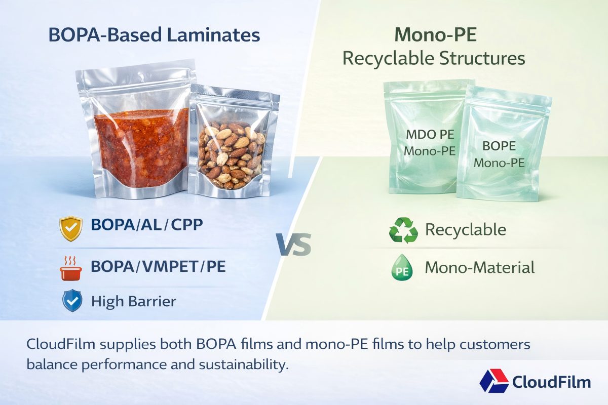 Comparison of BOPA-Based Laminates vs Mono-PE Recyclable Structures