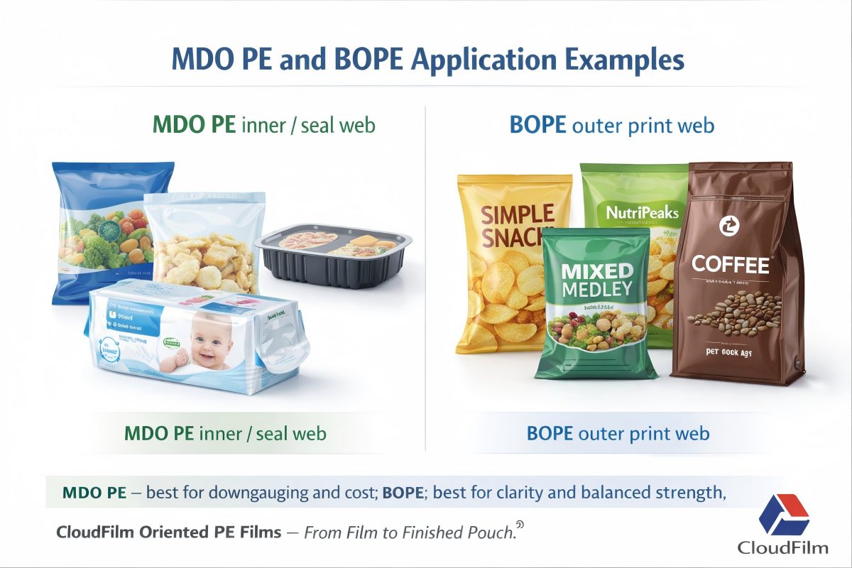 MDO PE and BOPE film applications in food, pet food and household packaging