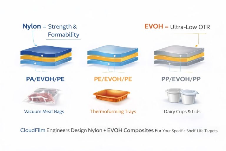 Nylon EVOH Composite Packaging Films With Mechanical Strength And Oxygen Barrier
