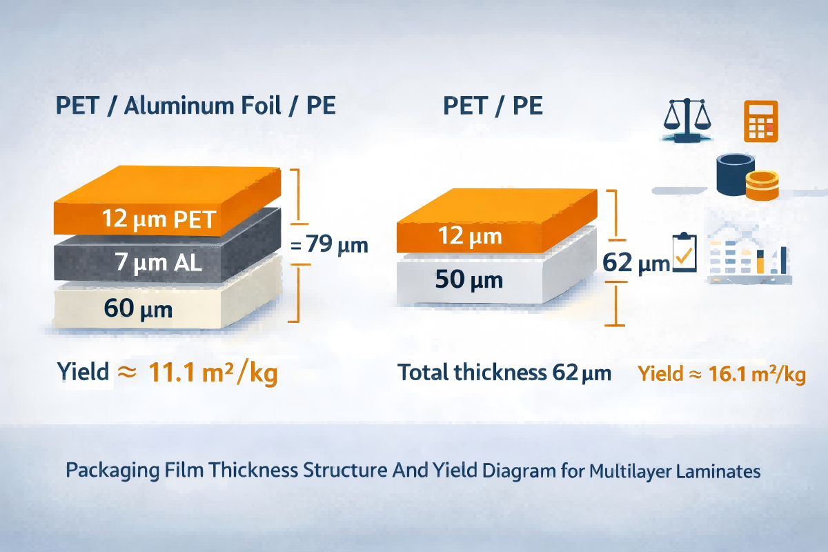 Packaging Film Thickness Structure And Yield Diagram For Multilayer Laminates