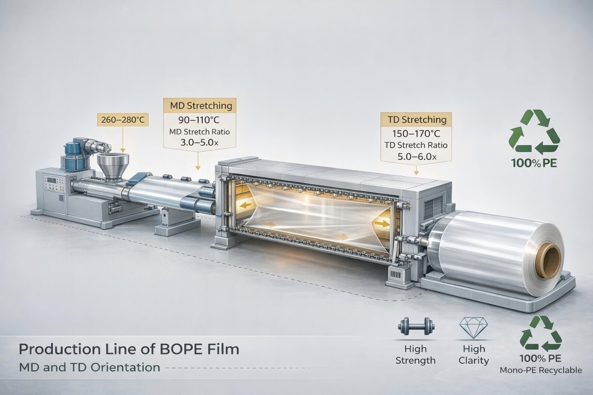 Production Line of BOPE Film with MD and TD Orientation