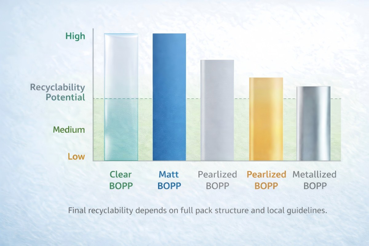 Recyclability Map Of Clear, Matt, Pearlized And Metallized BOPP Films