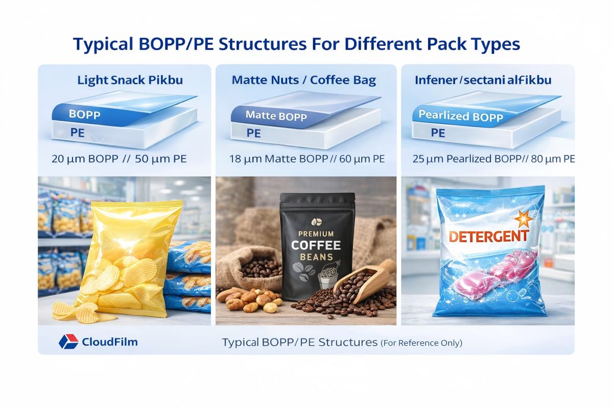Typical BOPP PE Laminated Film Structures For Snacks Noodles And Detergent Bags