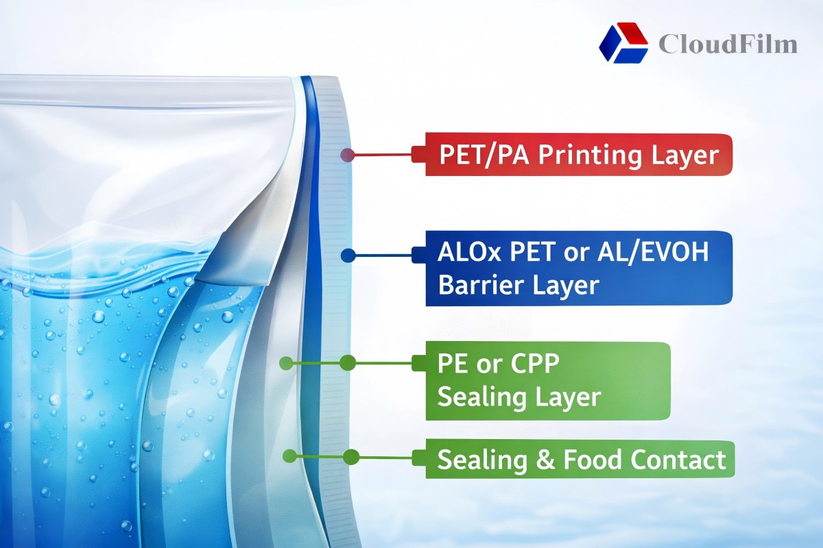 CloudFilm Liquid Pouch Multilayer Structure Cross Section