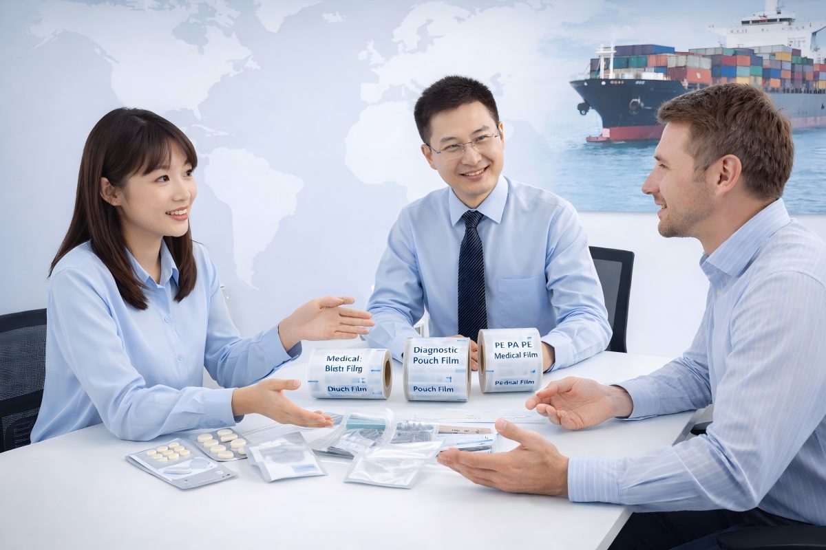 CloudFilm Medical Flexible Packaging Manufacturer Team Meeting With Overseas Buyer