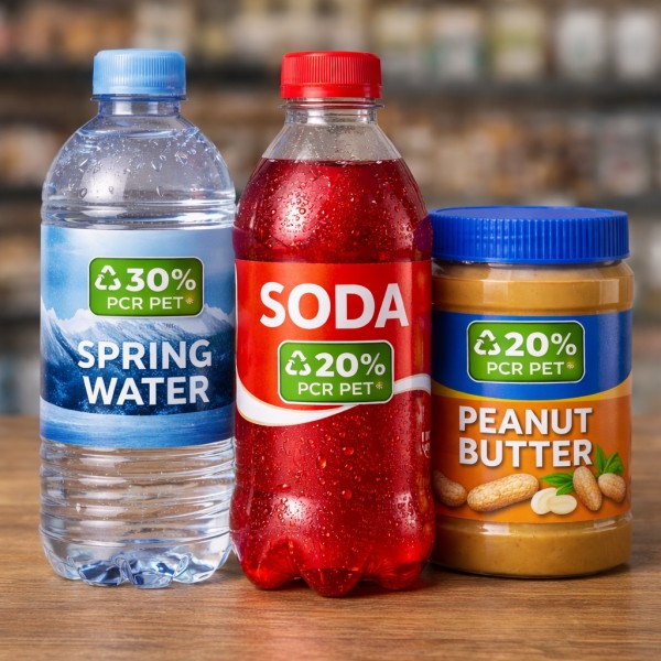 CloudFilm PCR PET Label Film For Bottles And Jars In Beverage And Food Packaging