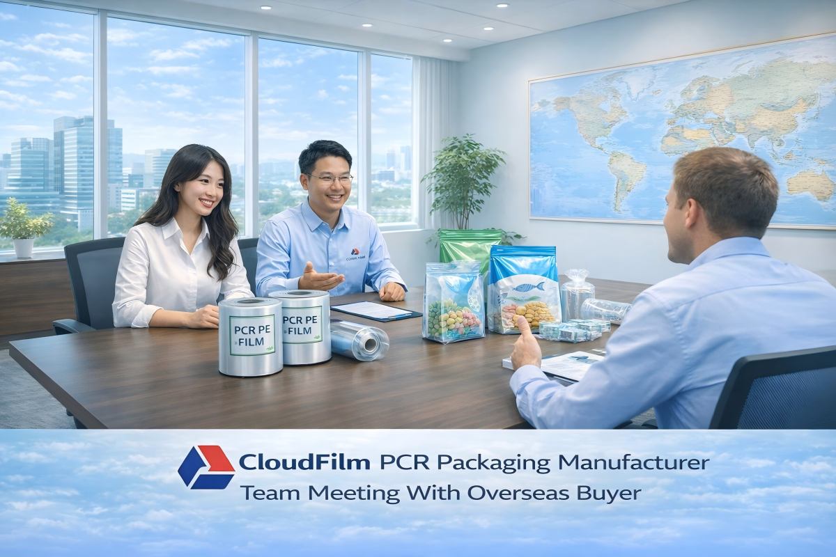 CloudFilm PCR Packaging Manufacturer Team Meeting With Overseas Buyer