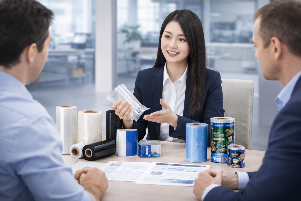 Packaging Engineer Comparing Industrial Film Roll Options