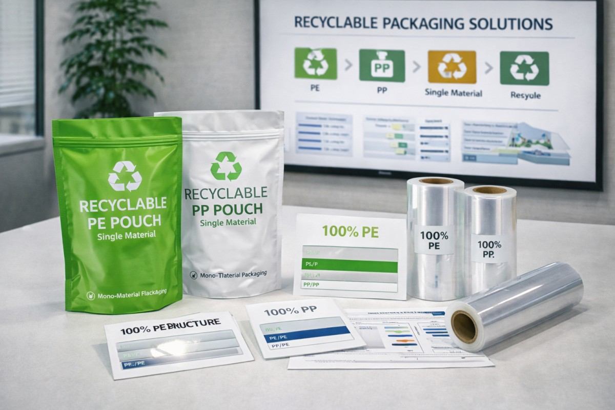 Recyclable Packaging Design With Mono Material Film And Pouches