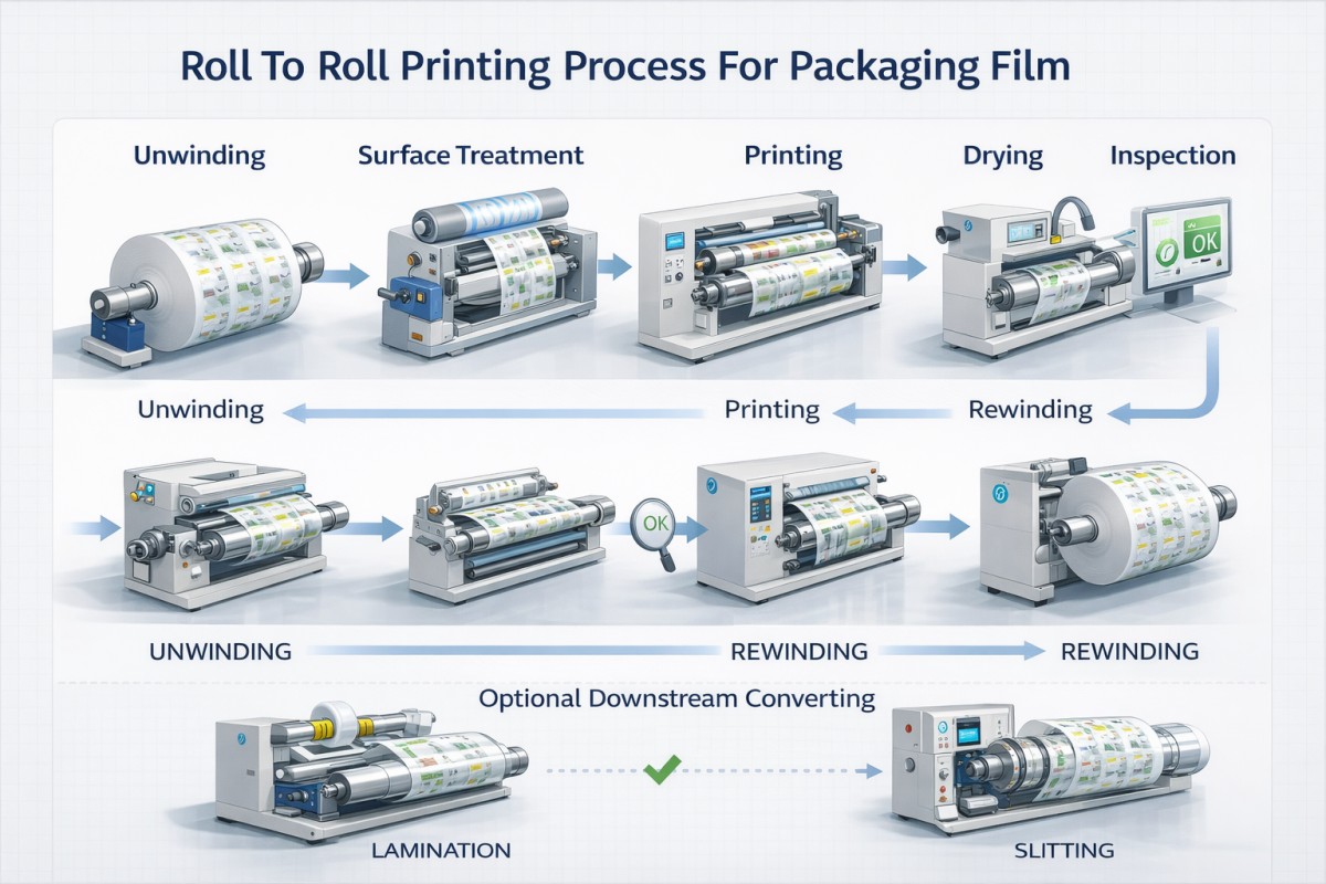Roll To Roll Printing Process Diagram For Packaging Film
