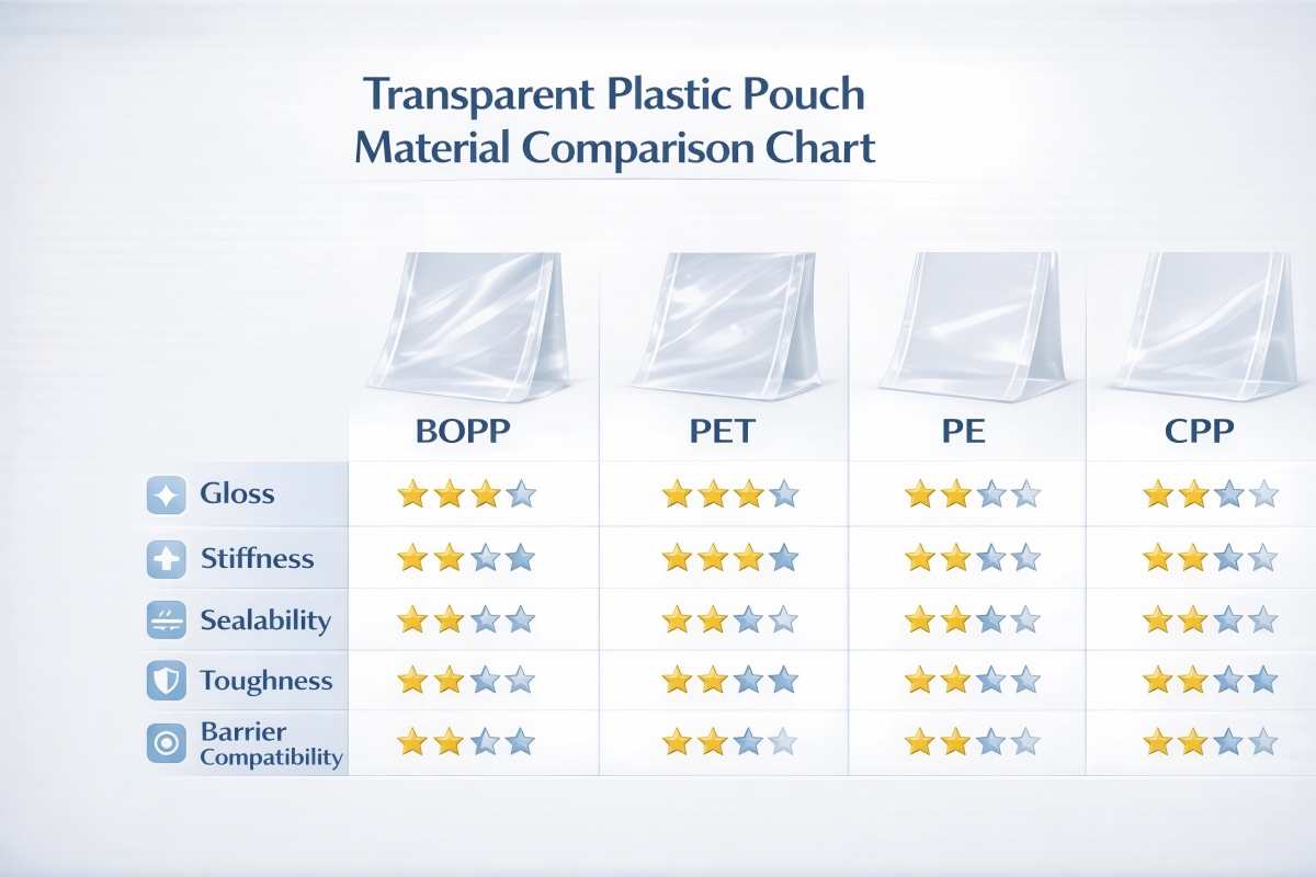 Transparent Plastic Pouch Material Comparison Chart