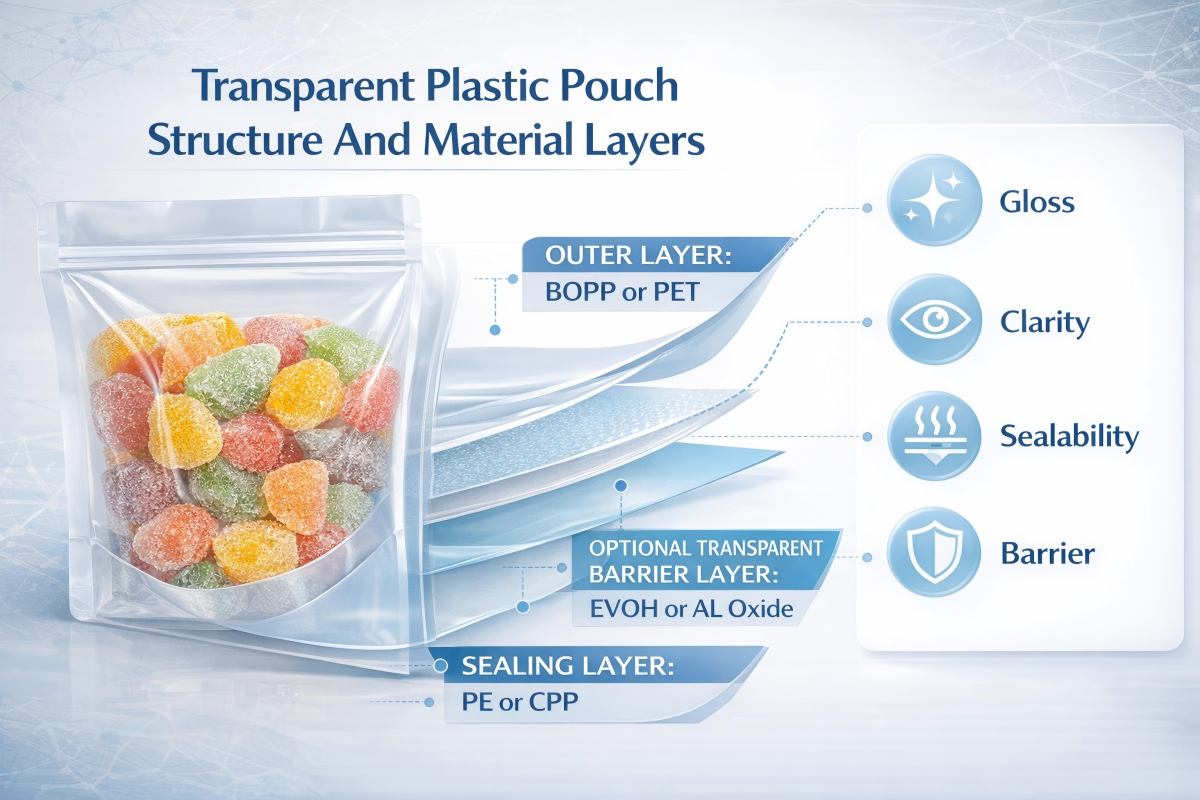 Transparent Plastic Pouch Structure And Material Layers