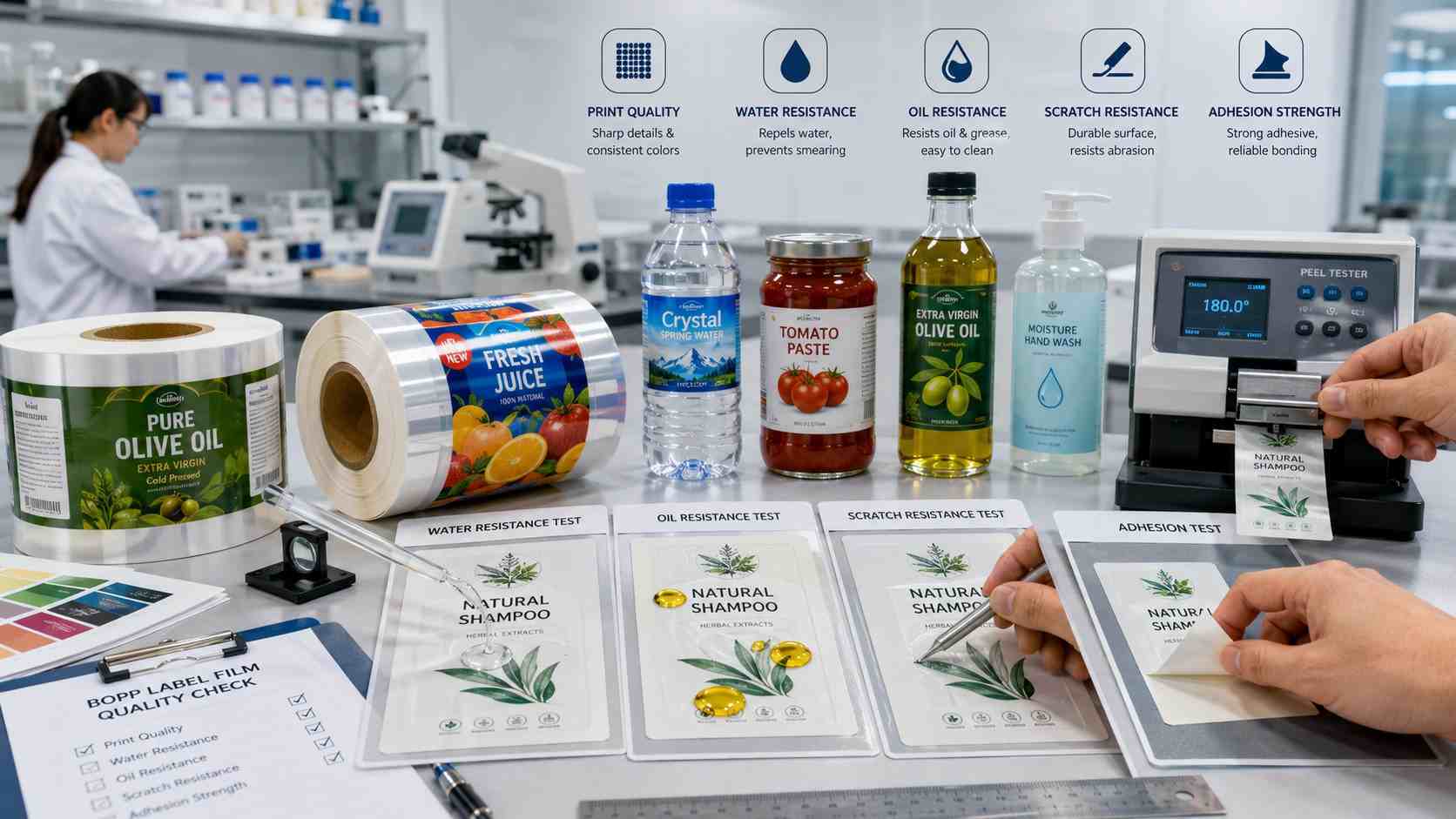 BOPP Label Film Samples Testing For Printing And Durability