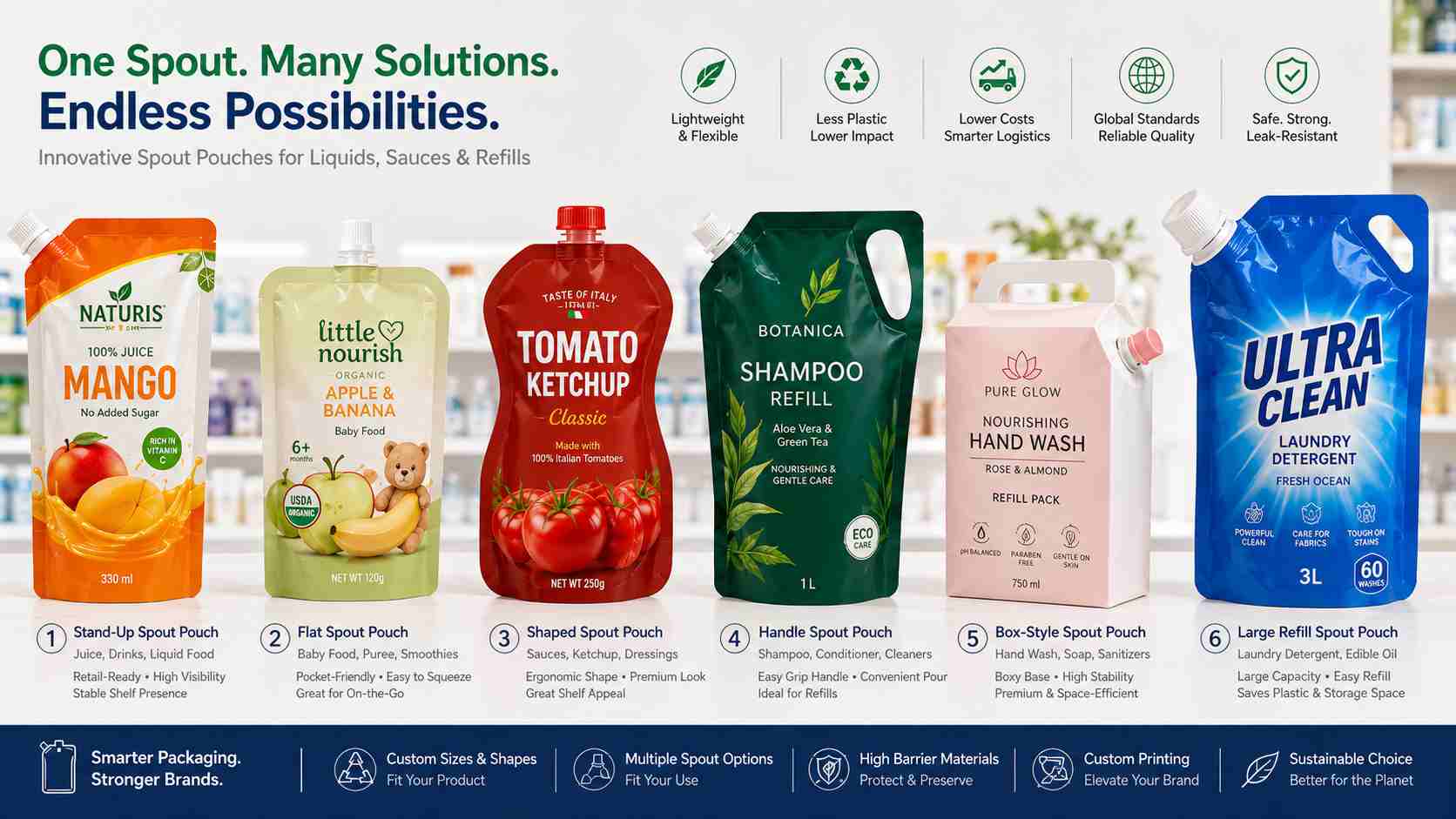 Different Types Of Spout Pouch Packaging For Liquid And Refill Products