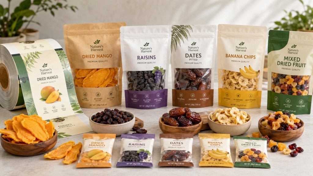 Dried Fruit Packaging Formats Including Roll Stock Stand Up Pouches And Flat Bottom Bags