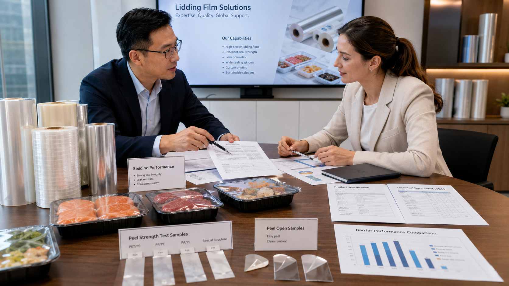 Lidding Film Supplier Reviewing Peel Strength And Tray Sealing Samples