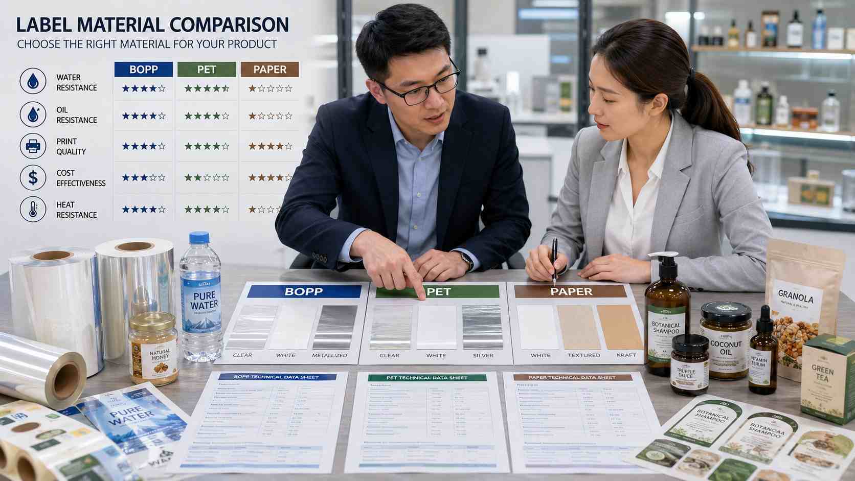 Packaging Buyer Comparing BOPP PET And Paper Label Materials