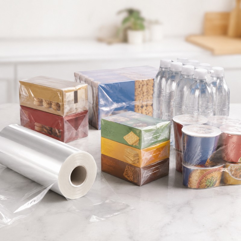 Polyolefin Shrink Film Roll For Food Beverage And Retail Product Overwrap