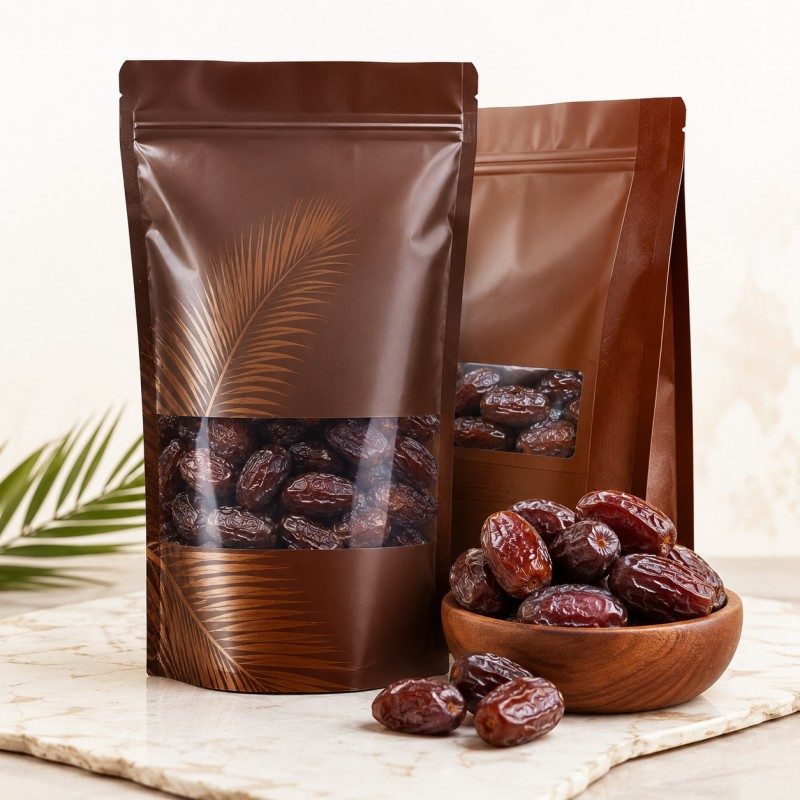Premium Dried Date Packaging With Strong Pouch Protection And Clear Product Window
