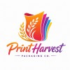 PrintHarvest Packaging Logo With Colorful Printing Layers And Rice Harvest Design
