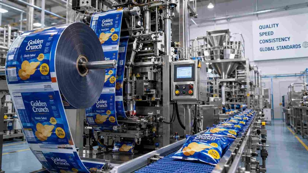 Printed Roll Stock Film For High Speed Chip Packing Lines