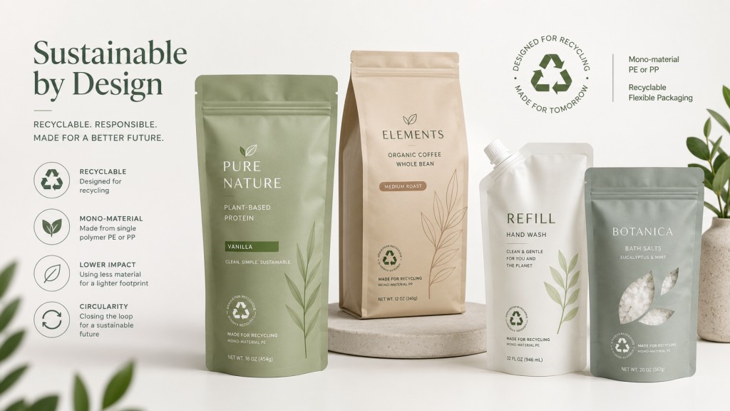 Recyclable Matte Packaging Pouches For Modern Flexible Packaging