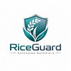 RiceGuard Packaging Materials Logo With Shield Rice Element And Barrier Protection Concept