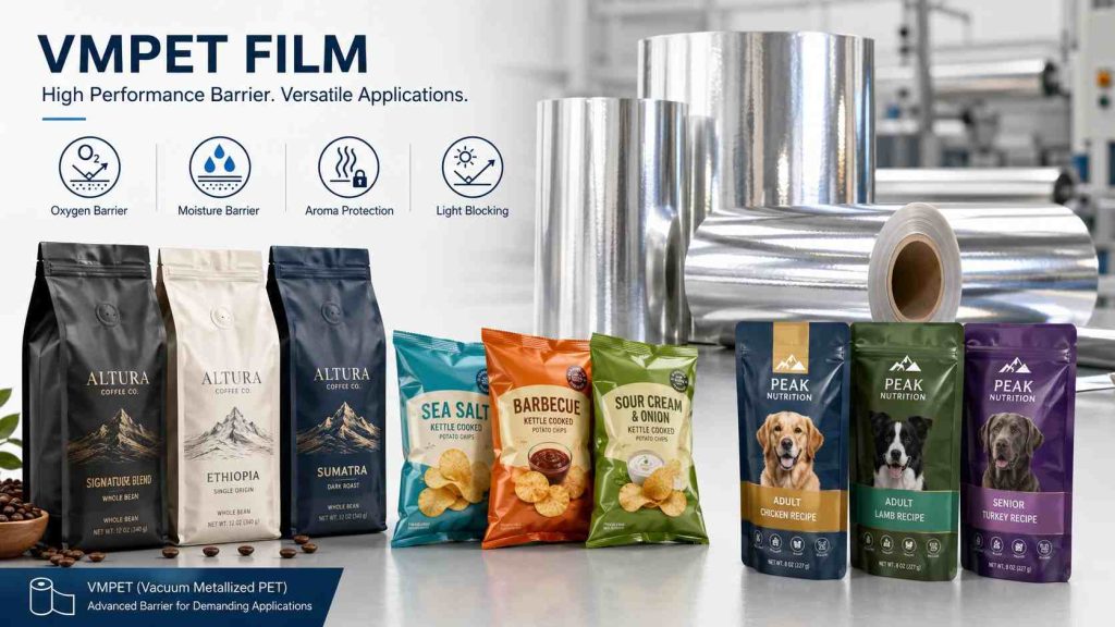 VMPET Film Applications For Coffee Snacks And Pet Food Packaging