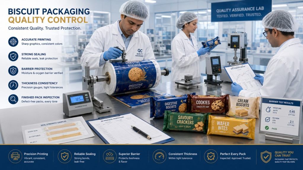 Biscuit Packaging Quality Control For Film Rolls And Flexible Pouches