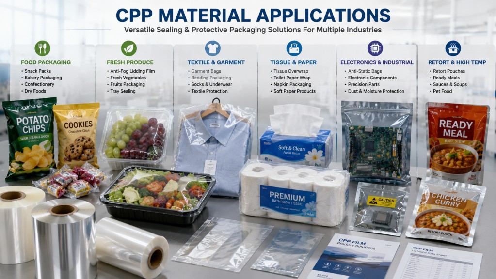 CPP Material Applications For Food Textile Tissue Electronics And Retort Packaging