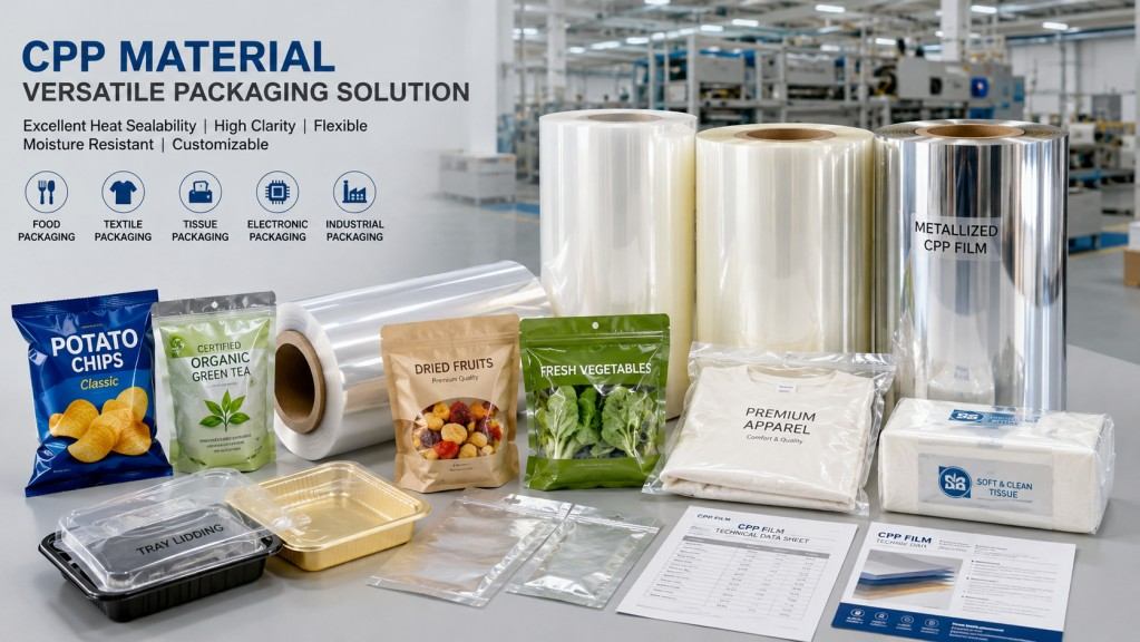 CPP Material Film Rolls For Food Textile Tissue Electronics And Industrial Packaging