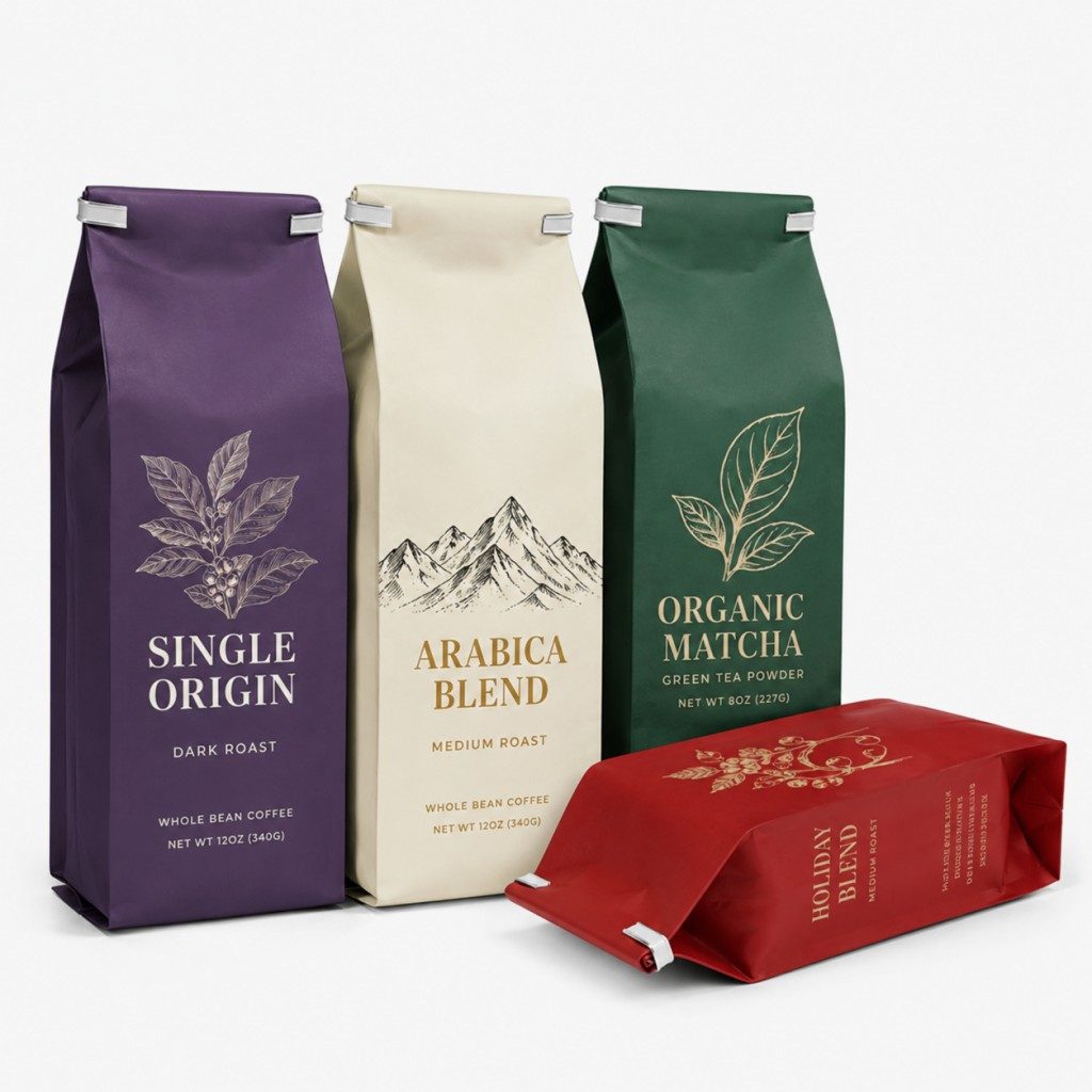 Colorful Side Gusset Bags For Coffee Tea And Food Packaging